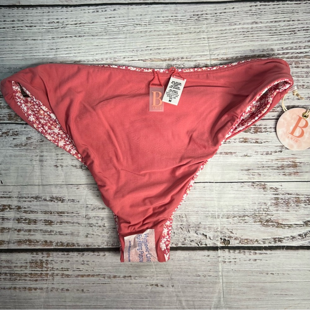 B Swim Rip Tide Hipster Medium Ditsy Floral Low Rise Mid Minimal Coverage NEW - Picture 7 of 8